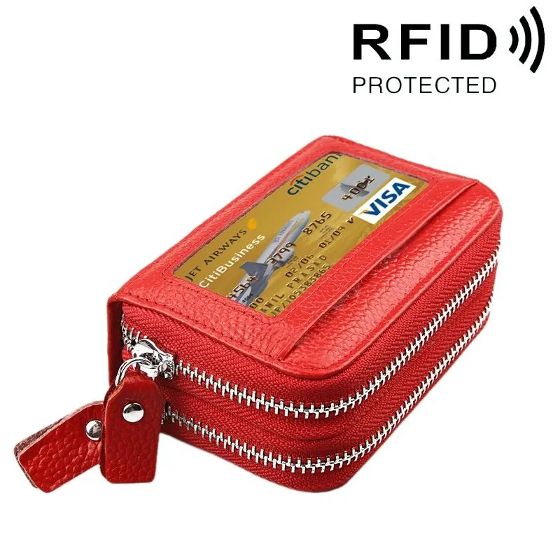 11-slot Rfid Blocking Leather Card Holder Wallet with Coin Pocket
