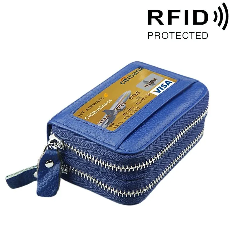 11-slot Rfid Blocking Leather Card Holder Wallet with Coin Pocket