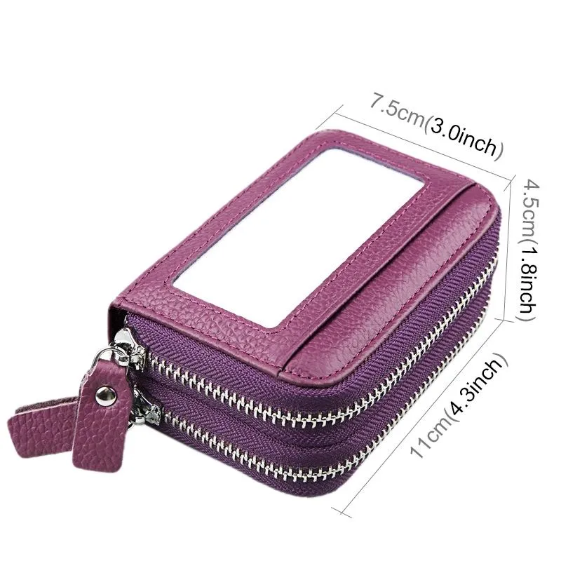 11-slot Rfid Blocking Leather Card Holder Wallet with Coin Pocket