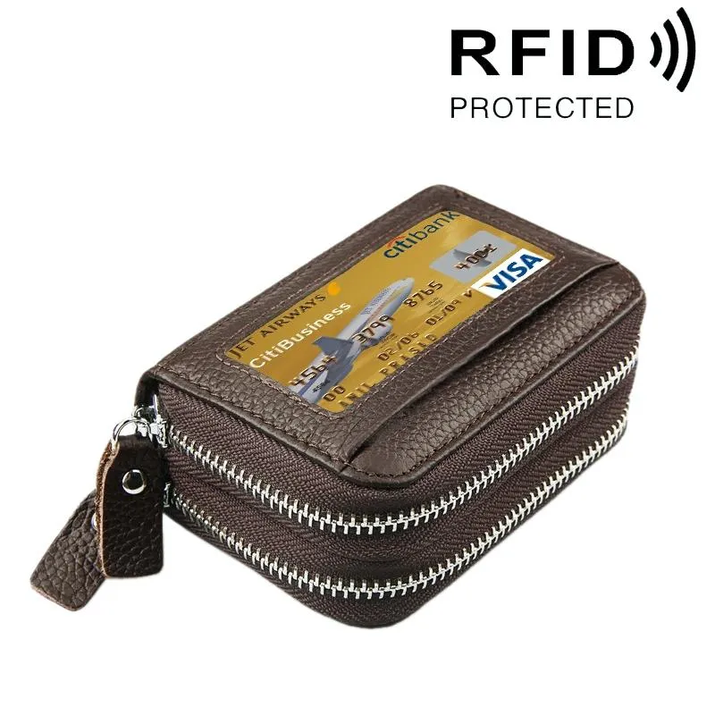 11-slot Rfid Blocking Leather Card Holder Wallet with Coin Pocket