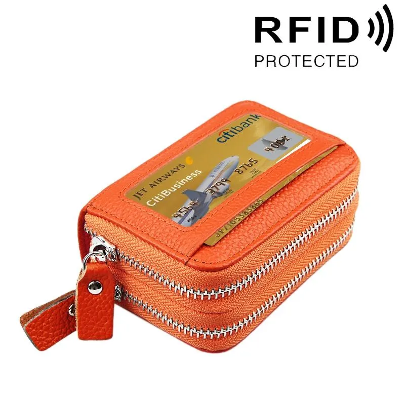 11-slot Rfid Blocking Leather Card Holder Wallet with Coin Pocket