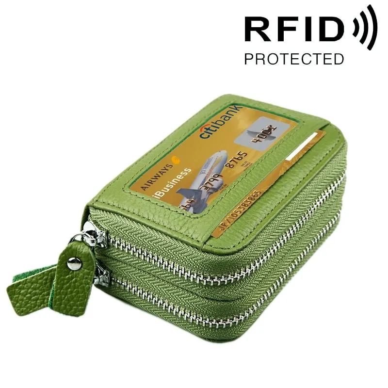 11-slot Rfid Blocking Leather Card Holder Wallet with Coin Pocket