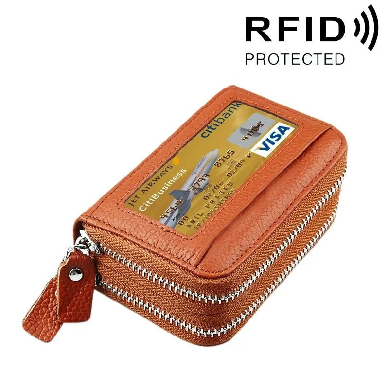 11-slot Rfid Blocking Leather Card Holder Wallet with Coin Pocket