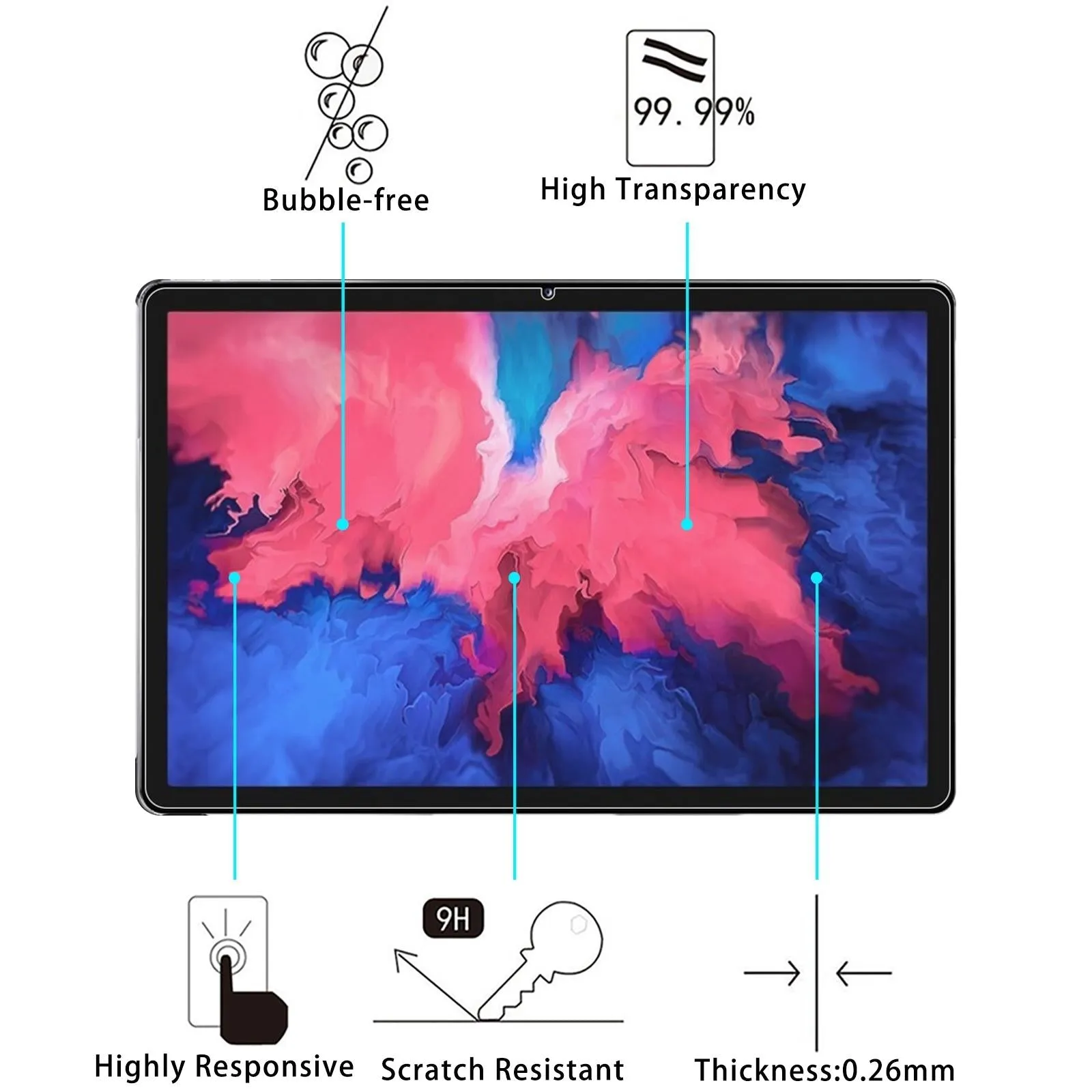 11 Tempered Glass Screen Protector For Lenovo Tab P11 / P11 5G / Xiaoxin Pad / Moto Tab G70 / Blackview Tab 16 / Tcl Nxtpaper - 9H Strength
