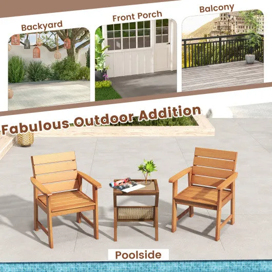 2 Piece Patio Hardwood Chair with Slatted Seat and Inclined Backrest