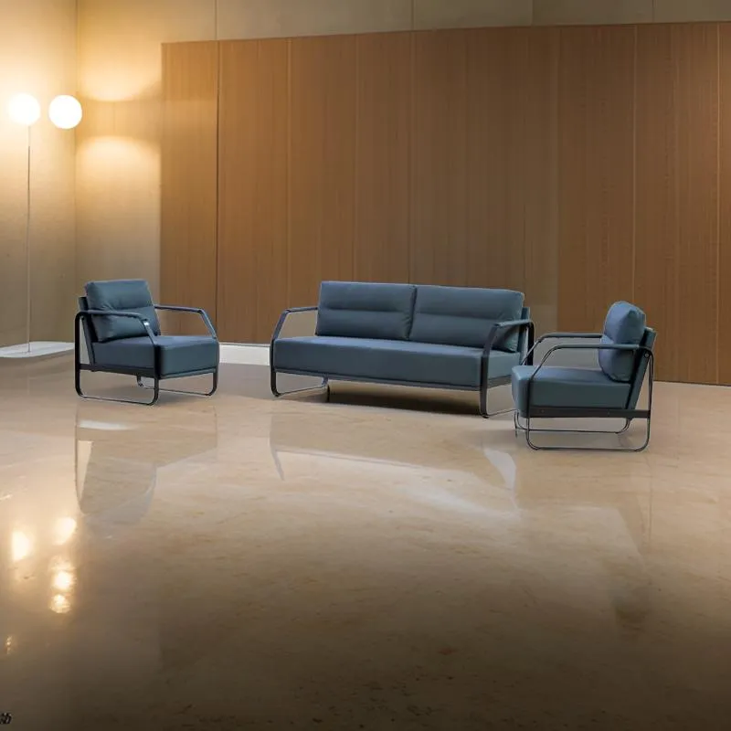 2-Seater And 2 1-Seater Modern Office Reception Leather Couch Tx319