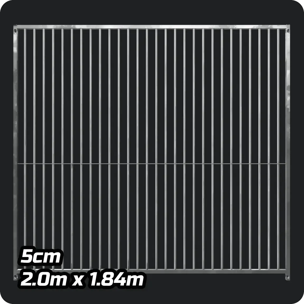 2.0 x 1.84m - Heavy-duty Galvanized Dog Run Panel - 5cm Gap