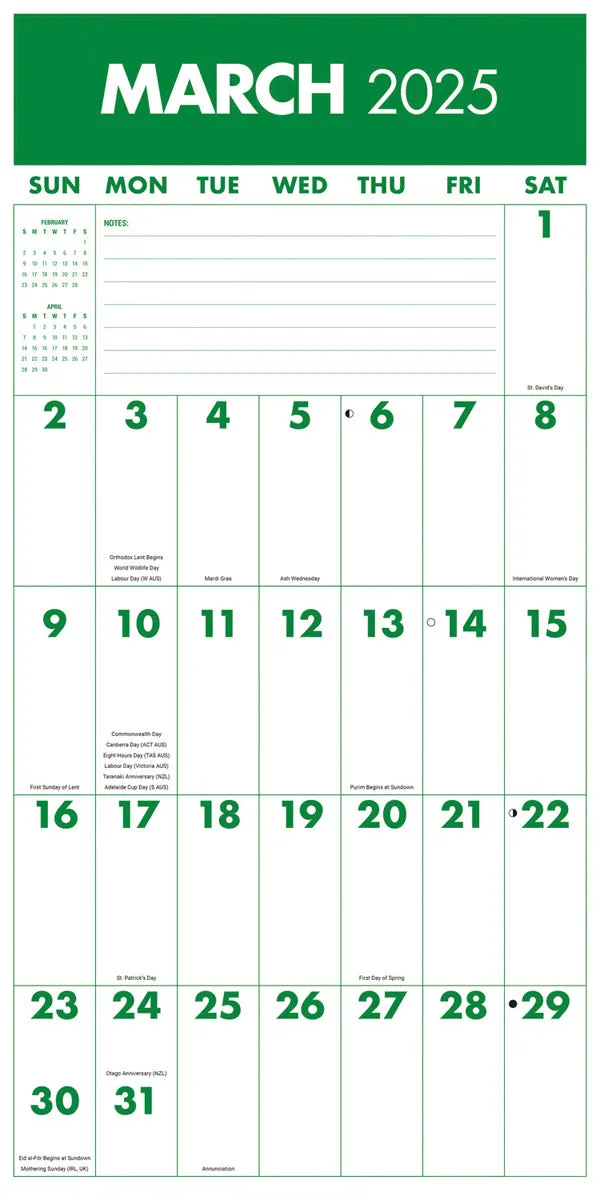 2025 Mega Grid Wall Calendar