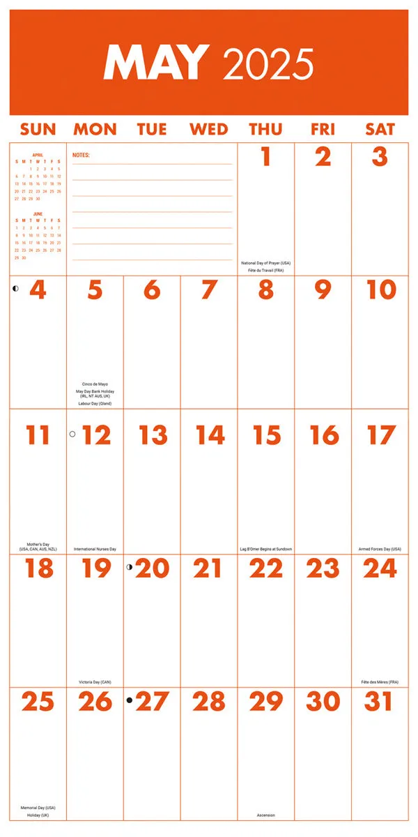 2025 Mega Grid Wall Calendar