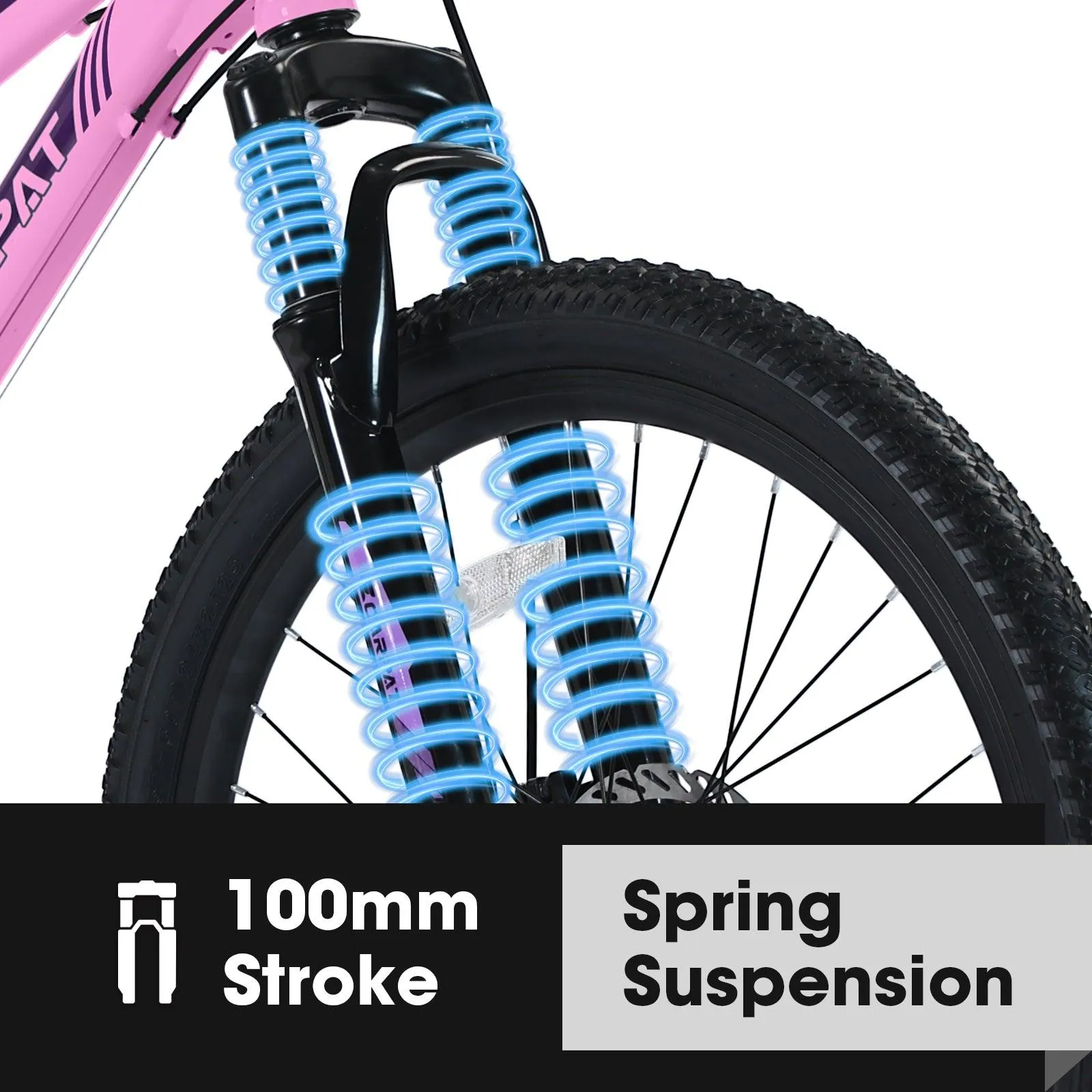 24" Pink Mountain Bike for Teenagers, Shimano 21 Speeds, Dual Disc Brakes, Front Suspension