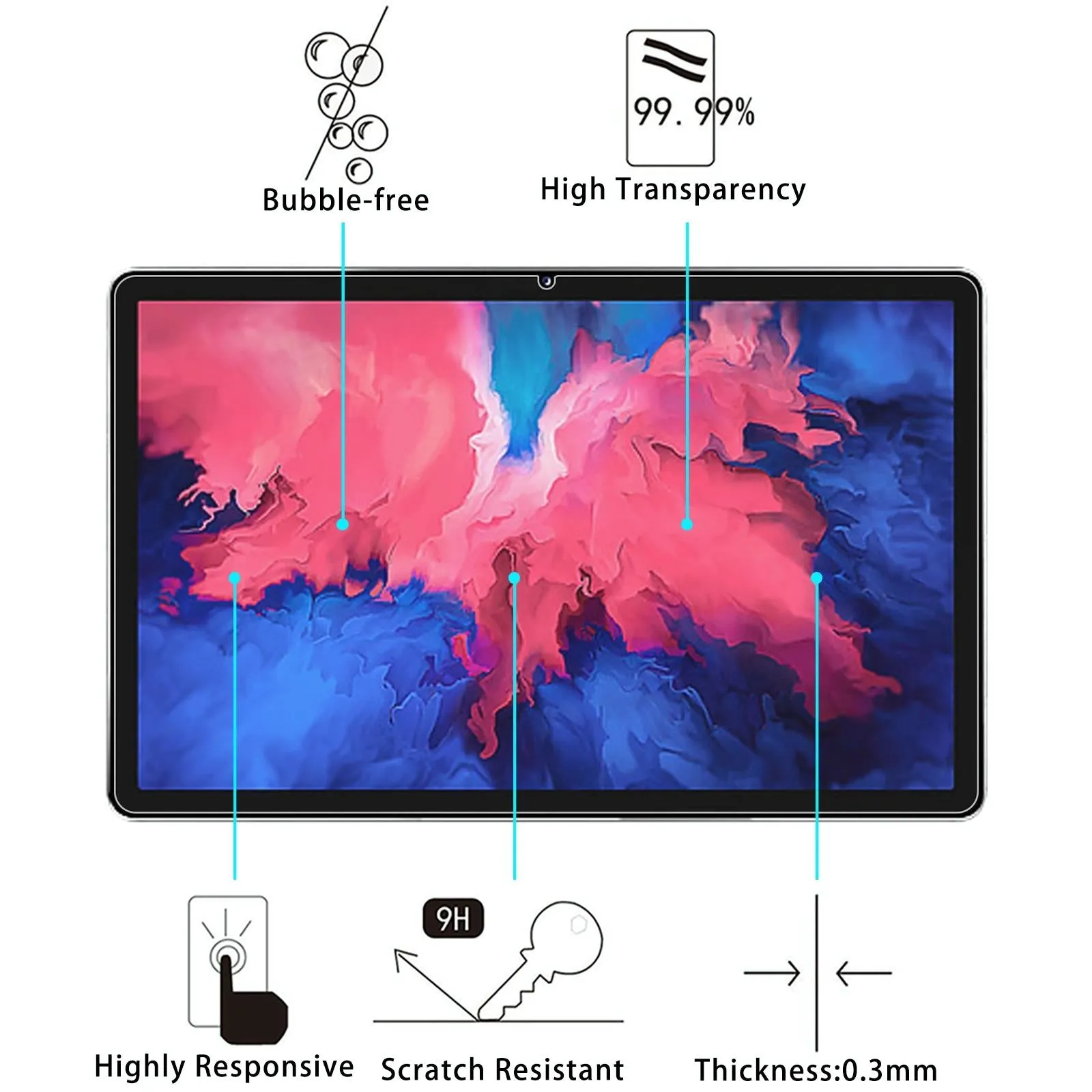 25 Pcs 9H Tempered Glass Film For Lenovo Pad / Pad Plus - Explosion-Proof