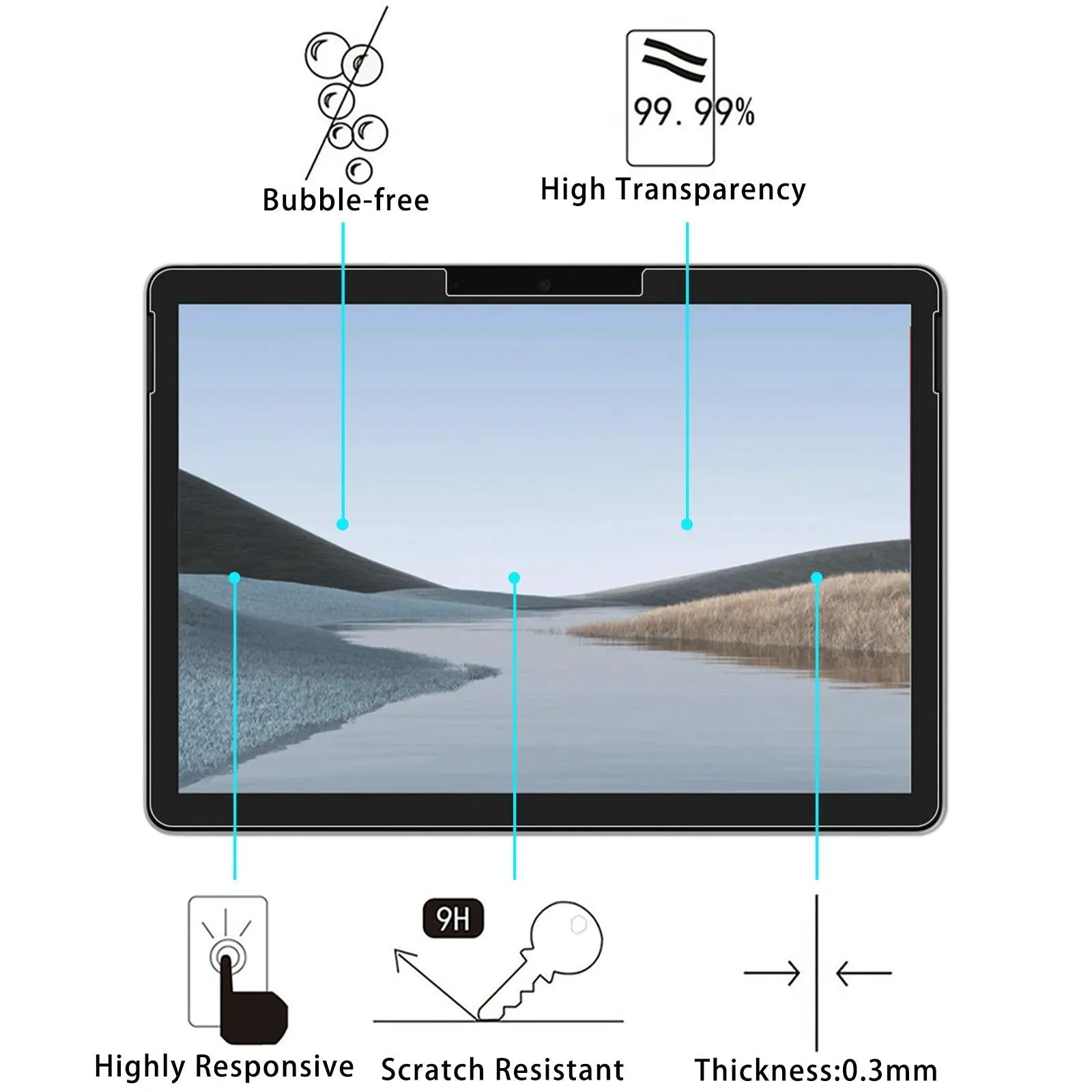 25 Pcs 9H Tempered Glass Film For Microsoft Surface Go 4 / 3 / 2 / 1 Tablet