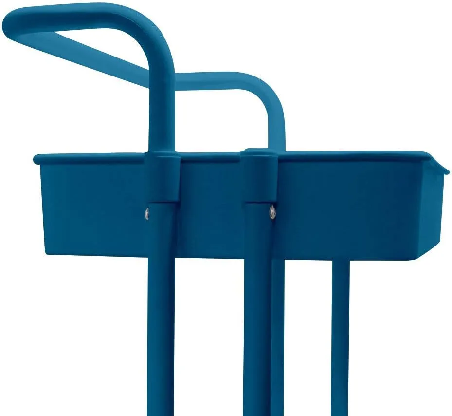 3-Tier Rolling Utility Cart Metal Organization Storage Cart Dark Blue Kitchen Trolley Service Cart with Lockable Wheels for Bathroom, Kitchen, Office