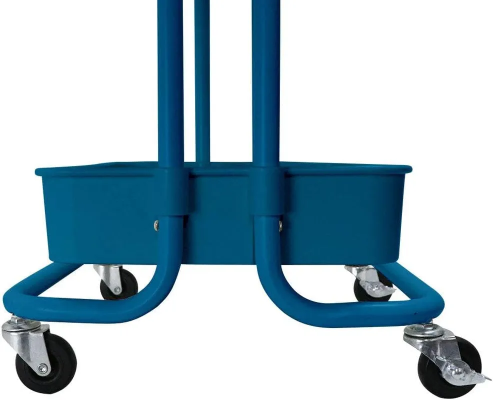 3-Tier Rolling Utility Cart Metal Organization Storage Cart Dark Blue Kitchen Trolley Service Cart with Lockable Wheels for Bathroom, Kitchen, Office