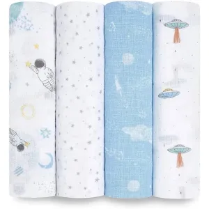 Aden   Anais - 4 Pk Muslin Swaddles, Space Explorers