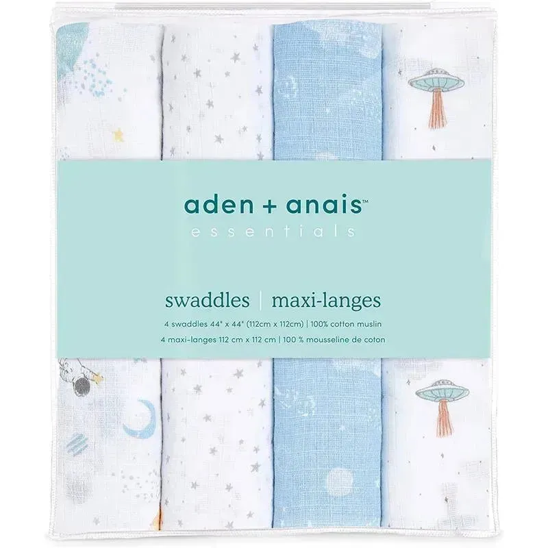 Aden   Anais - 4 Pk Muslin Swaddles, Space Explorers