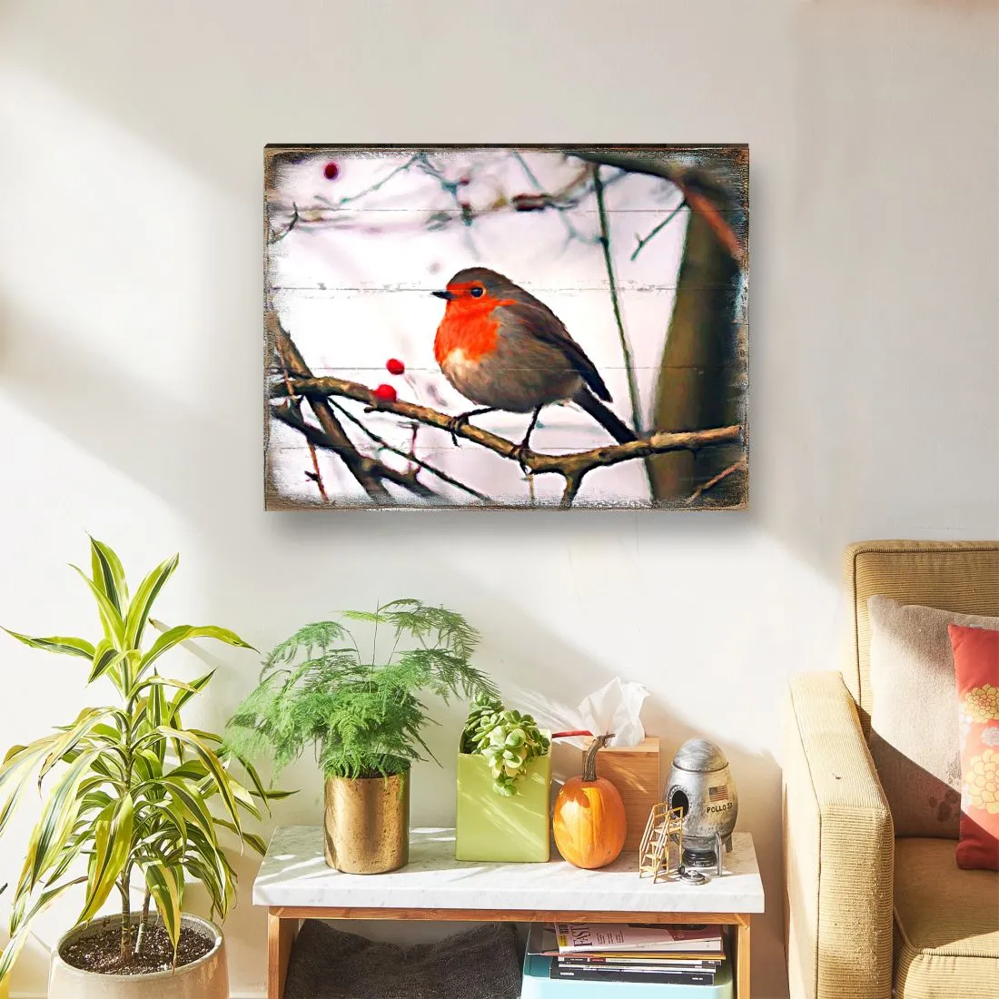 Amena Bird Wooden Coastal Wall Art by Nature Wonders - Coastal Sea-Life Décor - 95286B
