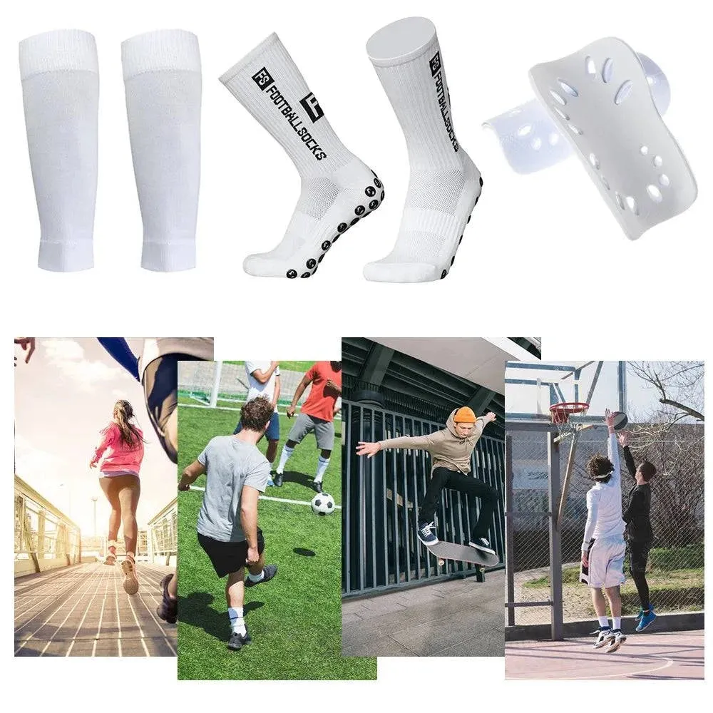 Anti Slip Soccer Socks Calf Sleeves and Leg Pads Set Outdoor Sport Running Stretch Socks Athletic Football Socks with Gripper