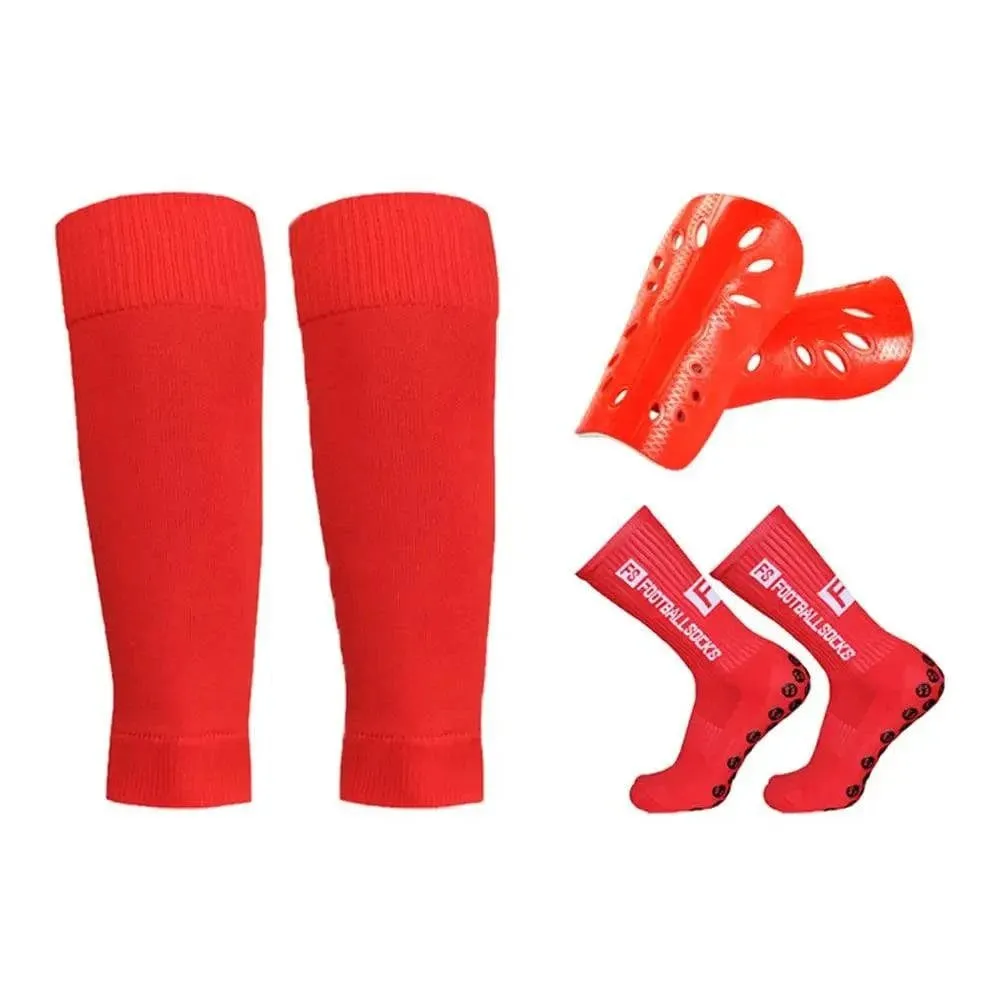 Anti Slip Soccer Socks Calf Sleeves and Leg Pads Set Outdoor Sport Running Stretch Socks Athletic Football Socks with Gripper