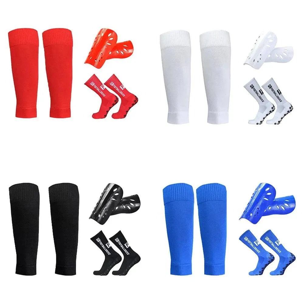 Anti Slip Soccer Socks Calf Sleeves and Leg Pads Set Outdoor Sport Running Stretch Socks Athletic Football Socks with Gripper