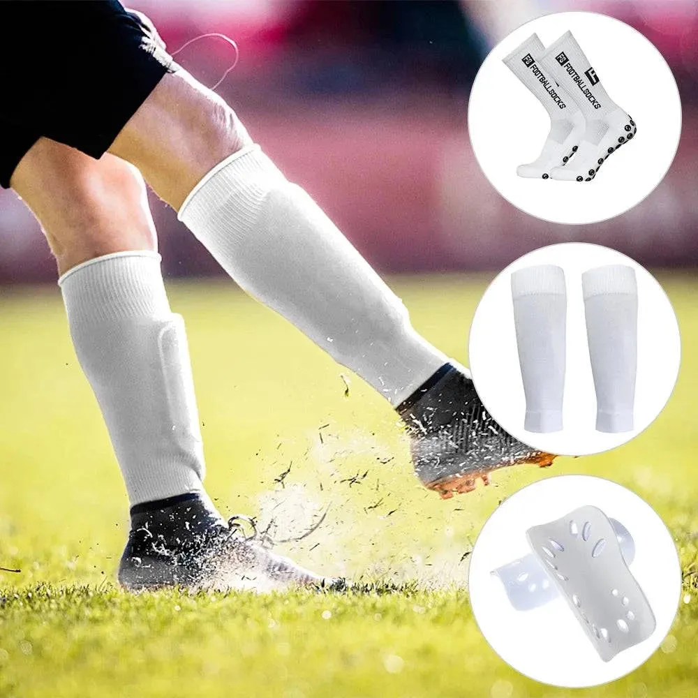 Anti Slip Soccer Socks Calf Sleeves and Leg Pads Set Outdoor Sport Running Stretch Socks Athletic Football Socks with Gripper