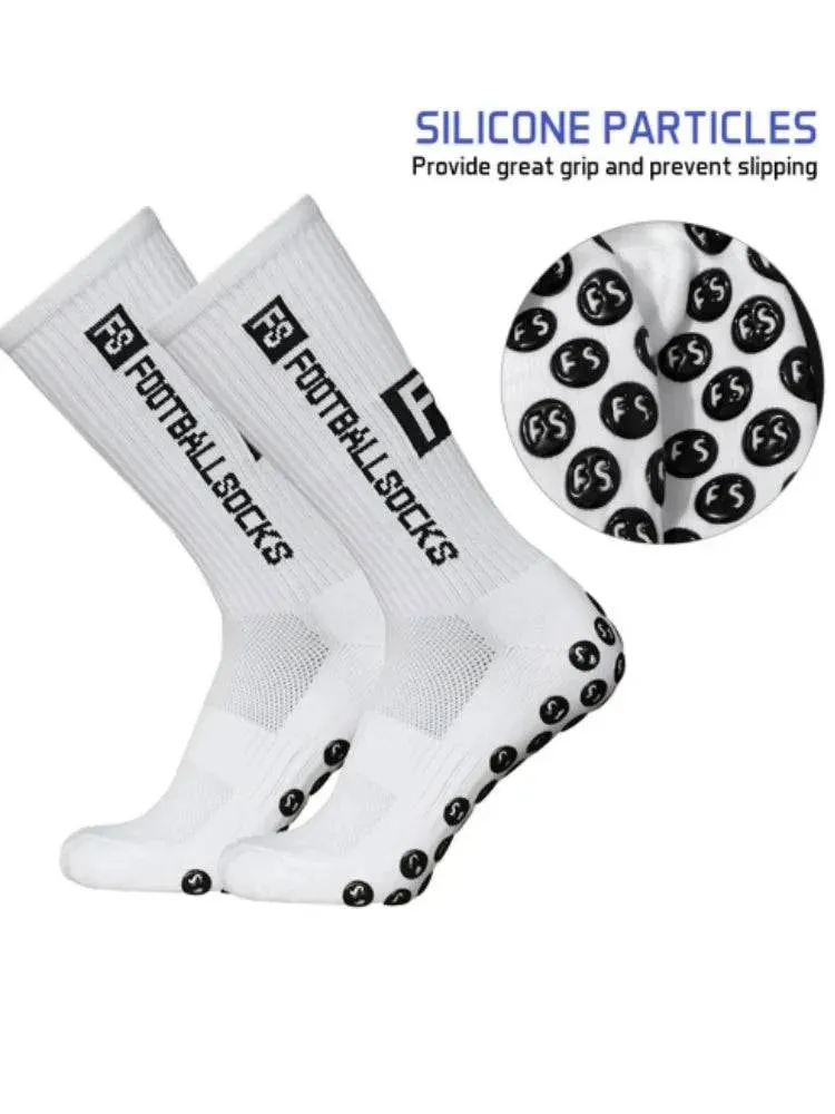 Anti Slip Soccer Socks Calf Sleeves and Leg Pads Set Outdoor Sport Running Stretch Socks Athletic Football Socks with Gripper