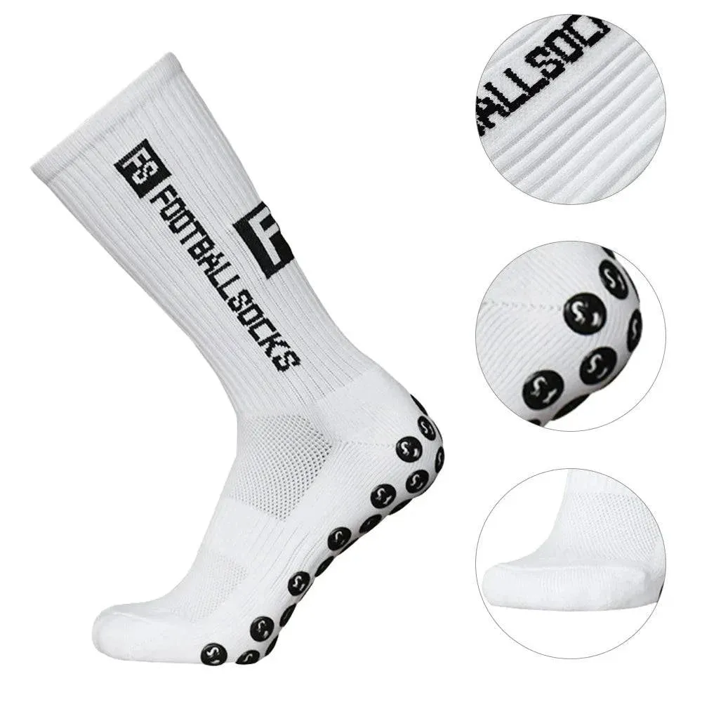 Anti Slip Soccer Socks Calf Sleeves and Leg Pads Set Outdoor Sport Running Stretch Socks Athletic Football Socks with Gripper