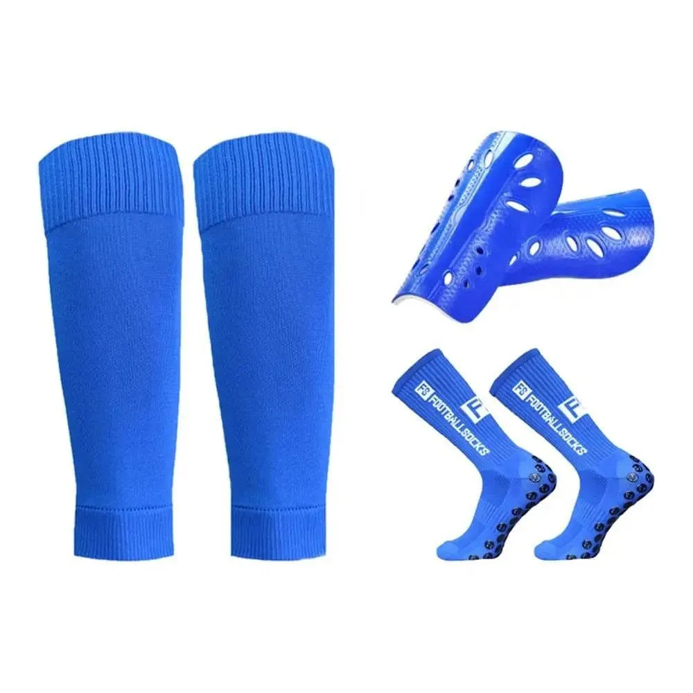 Anti Slip Soccer Socks Calf Sleeves and Leg Pads Set Outdoor Sport Running Stretch Socks Athletic Football Socks with Gripper