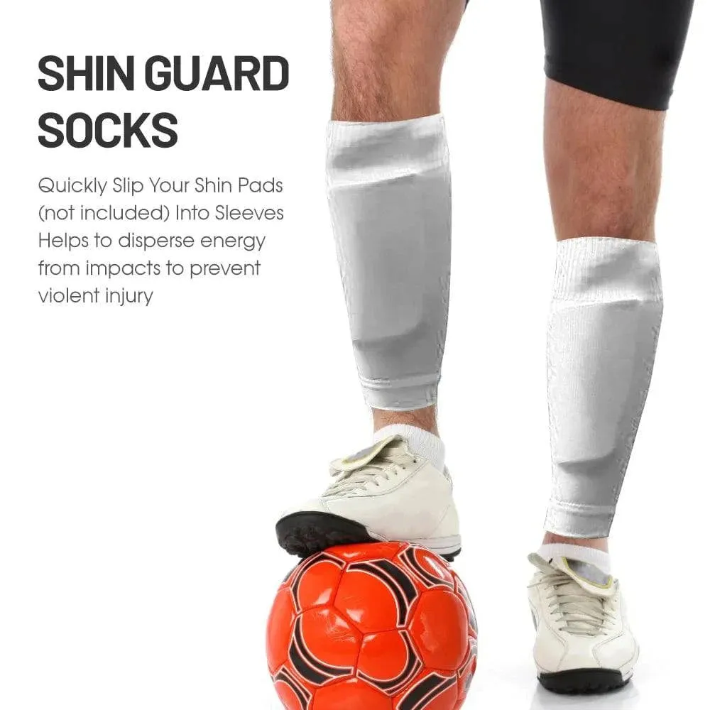 Anti Slip Soccer Socks Calf Sleeves and Leg Pads Set Outdoor Sport Running Stretch Socks Athletic Football Socks with Gripper