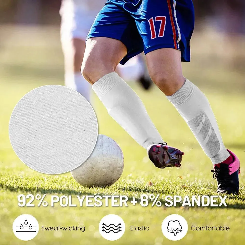 Anti Slip Soccer Socks Calf Sleeves and Leg Pads Set Outdoor Sport Running Stretch Socks Athletic Football Socks with Gripper