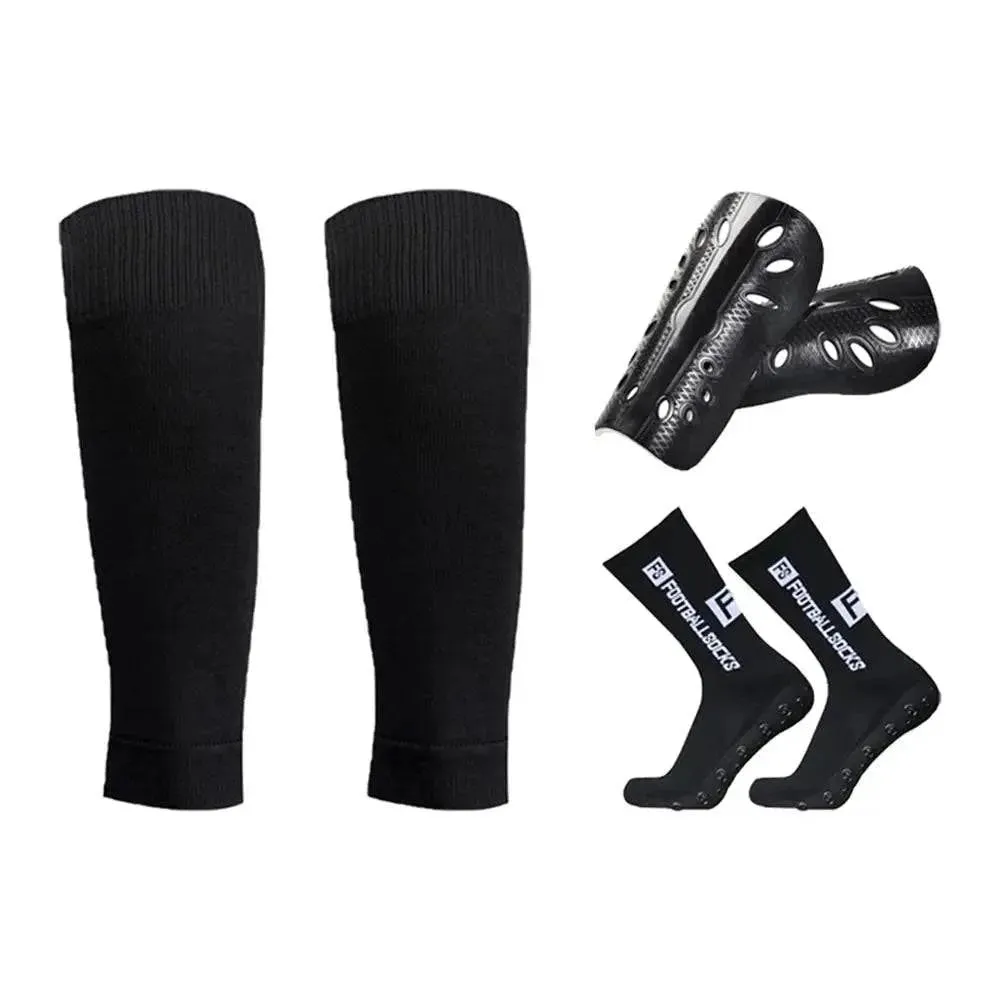 Anti Slip Soccer Socks Calf Sleeves and Leg Pads Set Outdoor Sport Running Stretch Socks Athletic Football Socks with Gripper