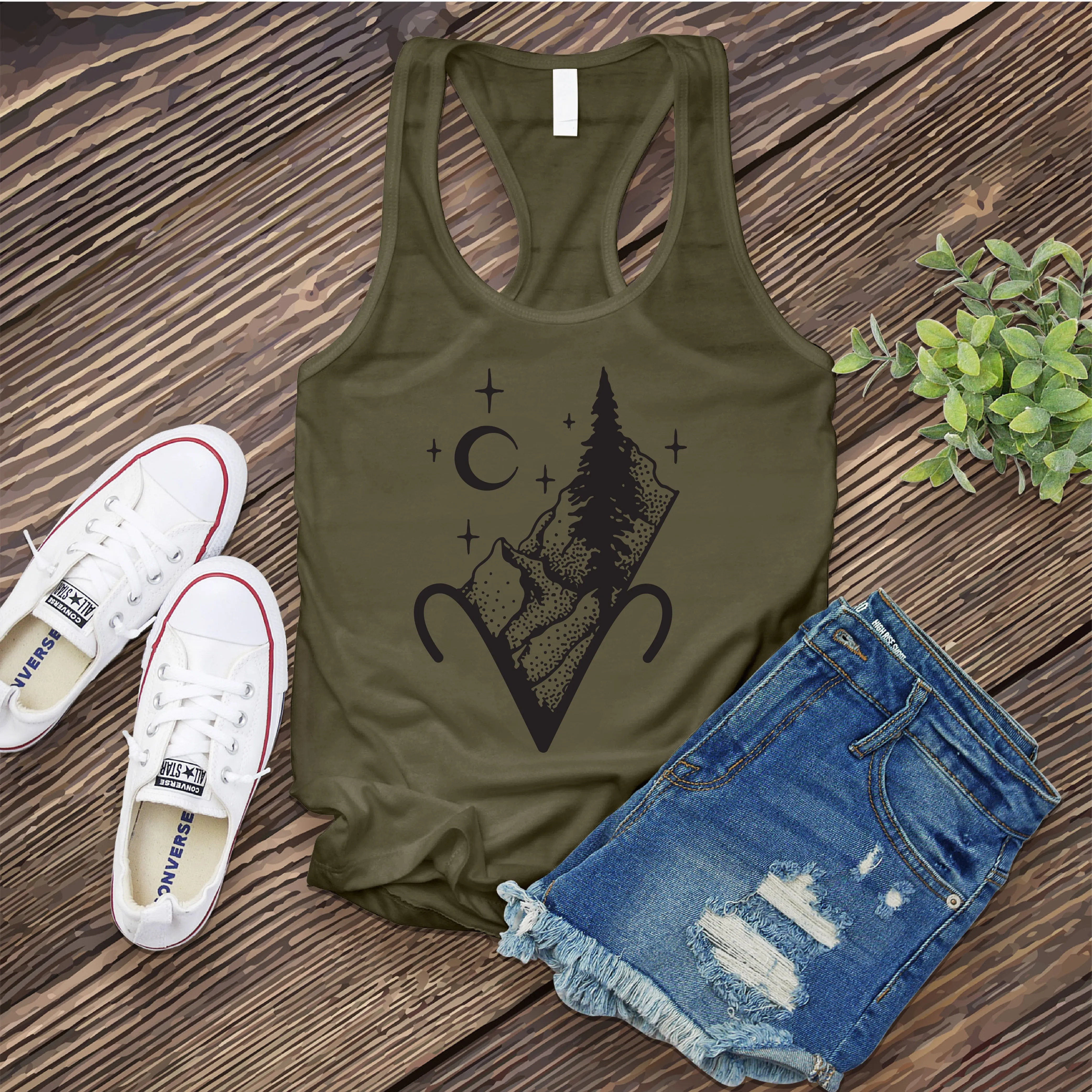 Aries Mountain and Stars Women's Tank Top