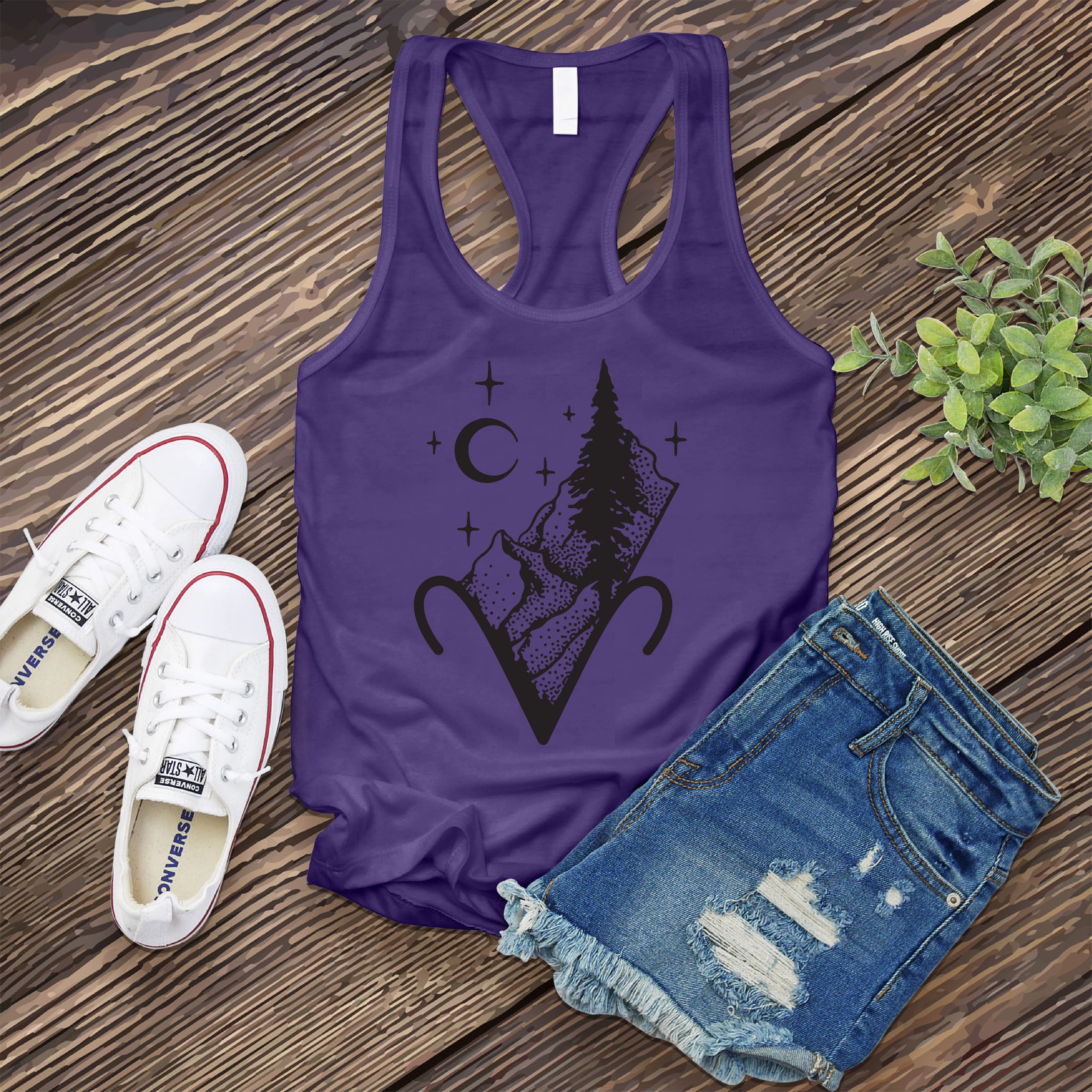 Aries Mountain and Stars Women's Tank Top