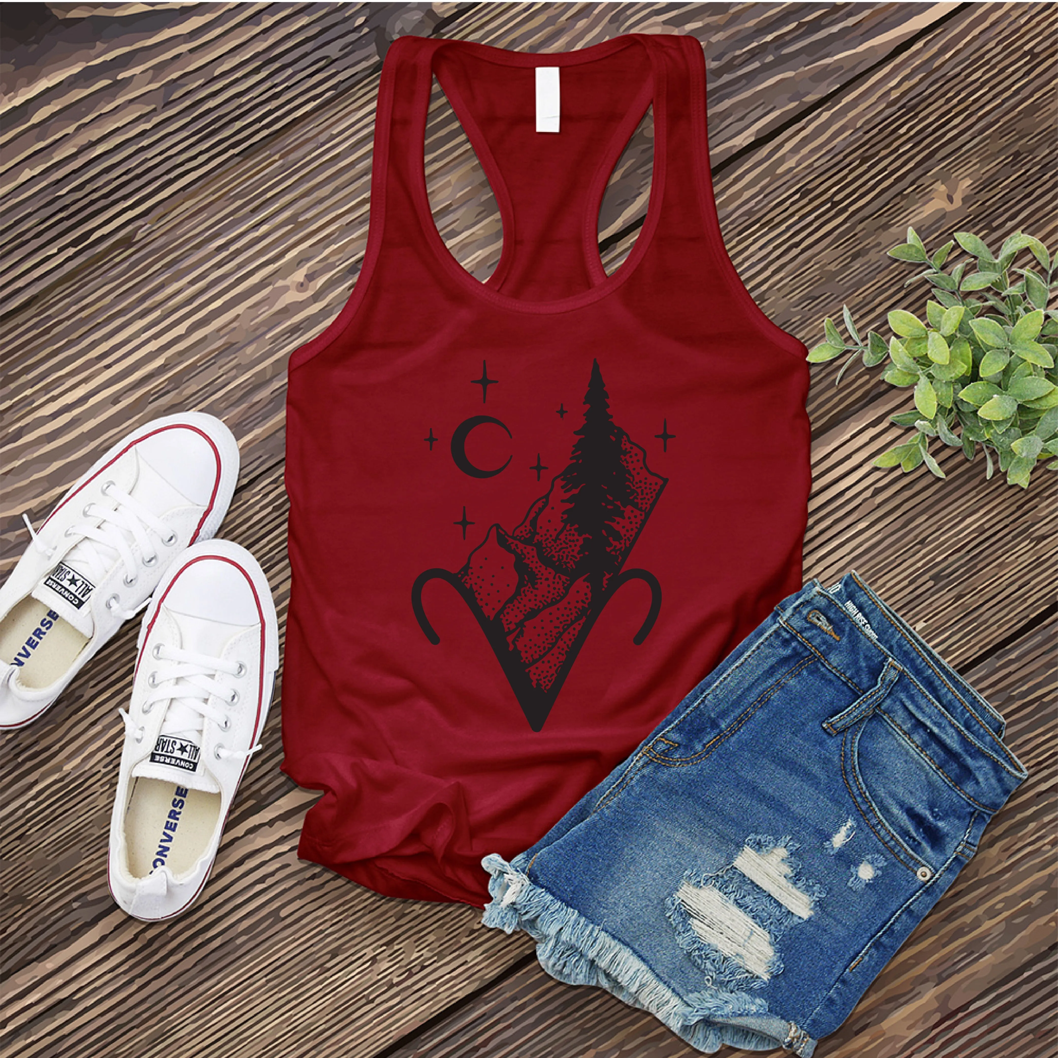 Aries Mountain and Stars Women's Tank Top
