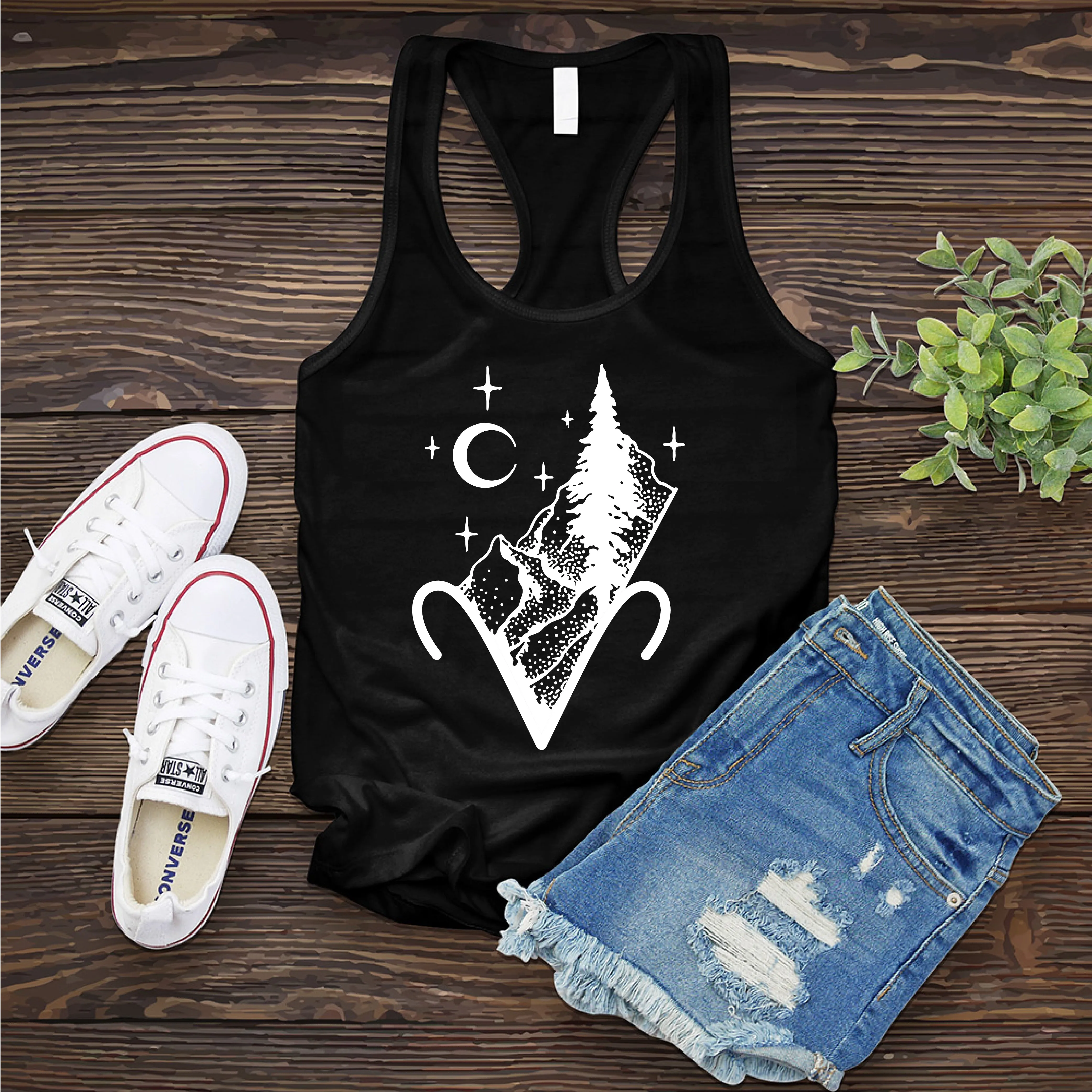 Aries Mountain and Stars Women's Tank Top