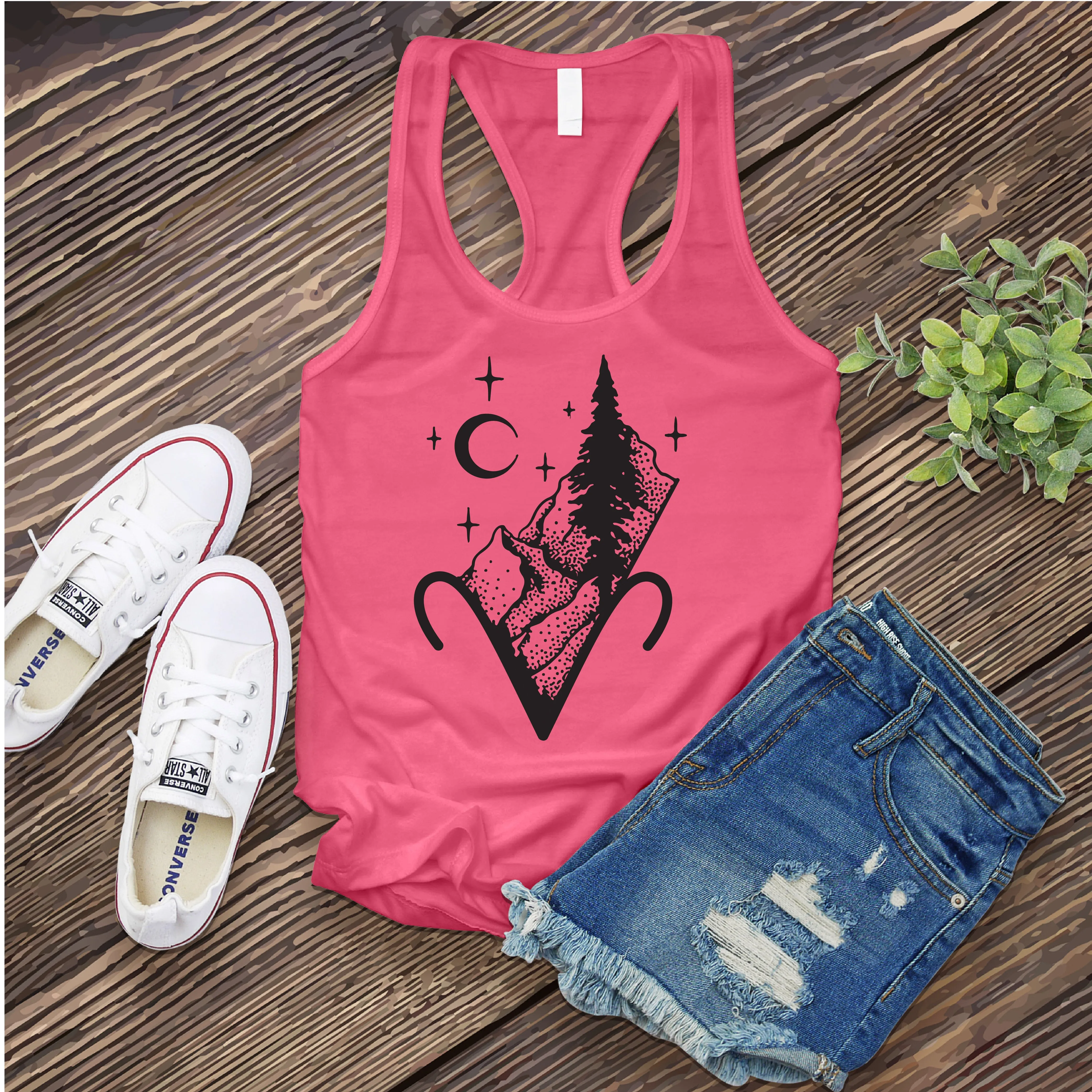 Aries Mountain and Stars Women's Tank Top