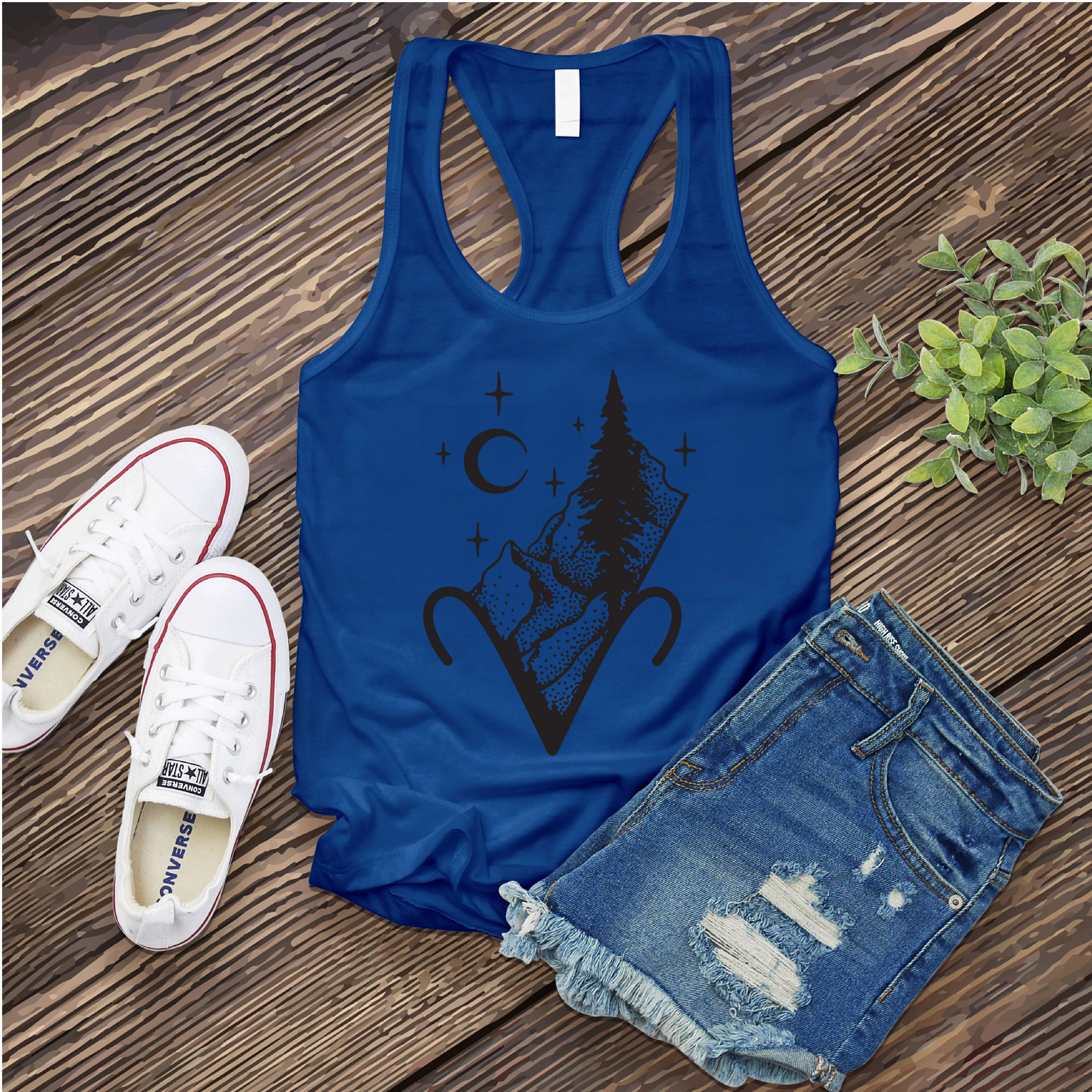Aries Mountain and Stars Women's Tank Top