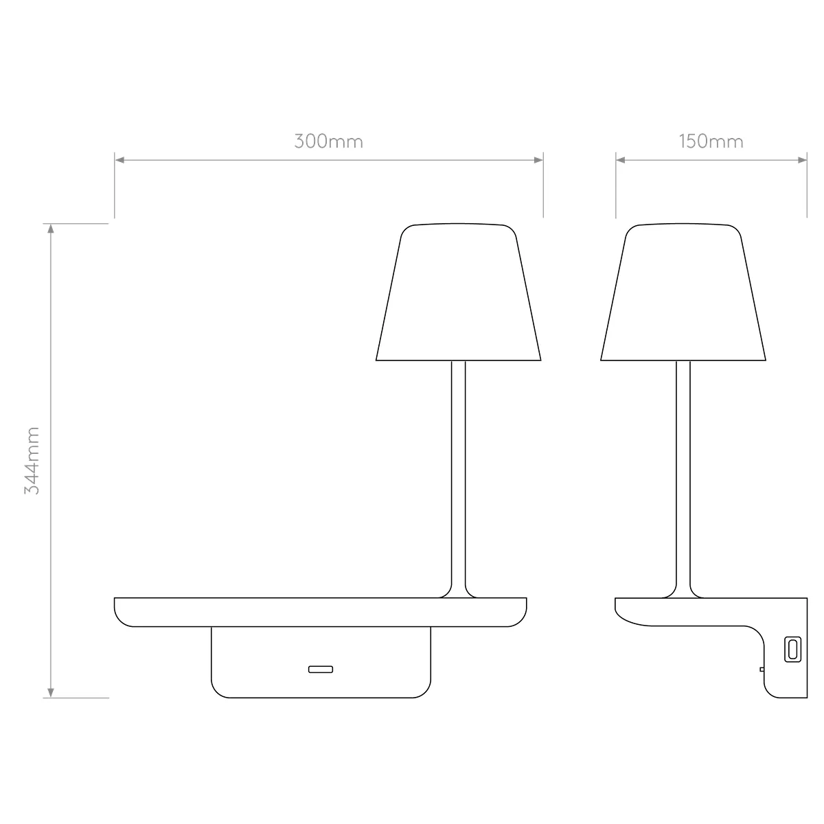 Astro Ito Wall Mounted Bedside Lamp with USB Matt Black