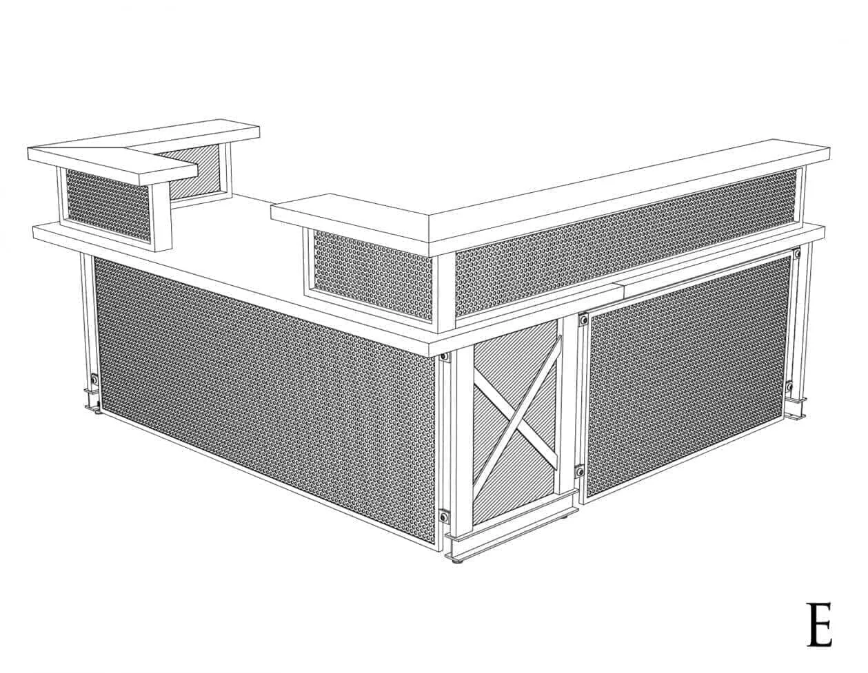 Carruca Modern Industrial Reception Desk - Steel Base - Wood Top - L Shape