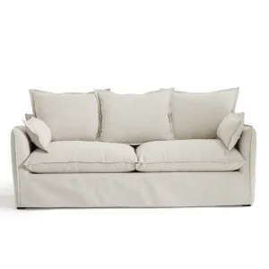Coastal | Linen Style Slipcovered Feather 3 Seater Sofa