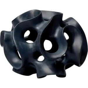 Coastal Style Black Resin Ribbon Sphere in Black Resin