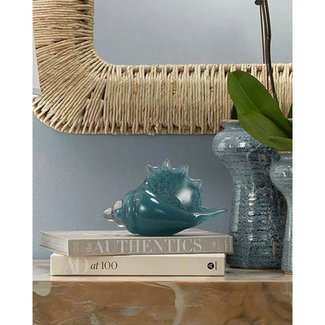 Coastal Style Blue Glass Triton Shell