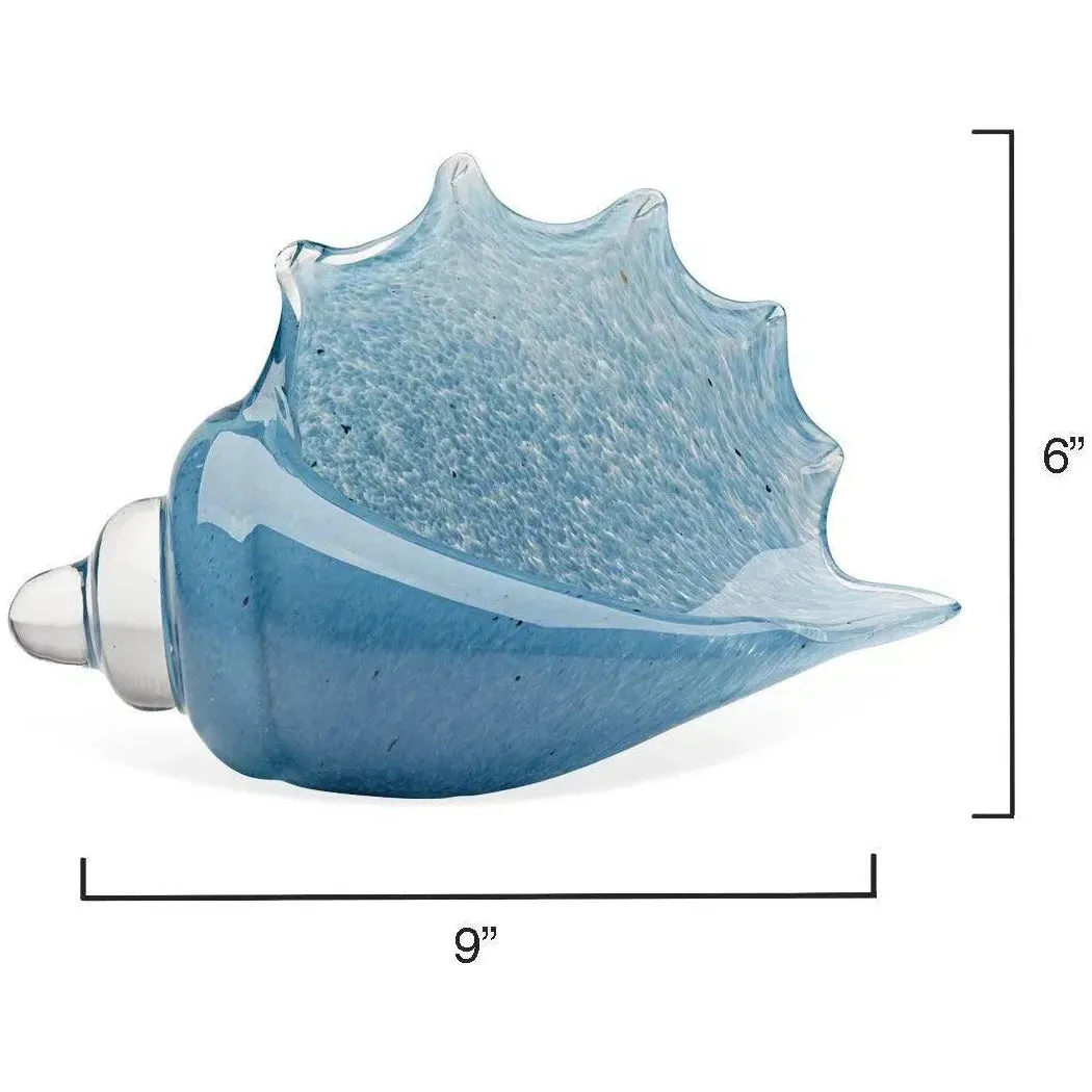 Coastal Style Blue Glass Triton Shell