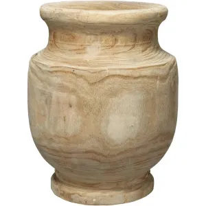 Coastal Style Brown Paulownia Wood Laguna Wooden Vase