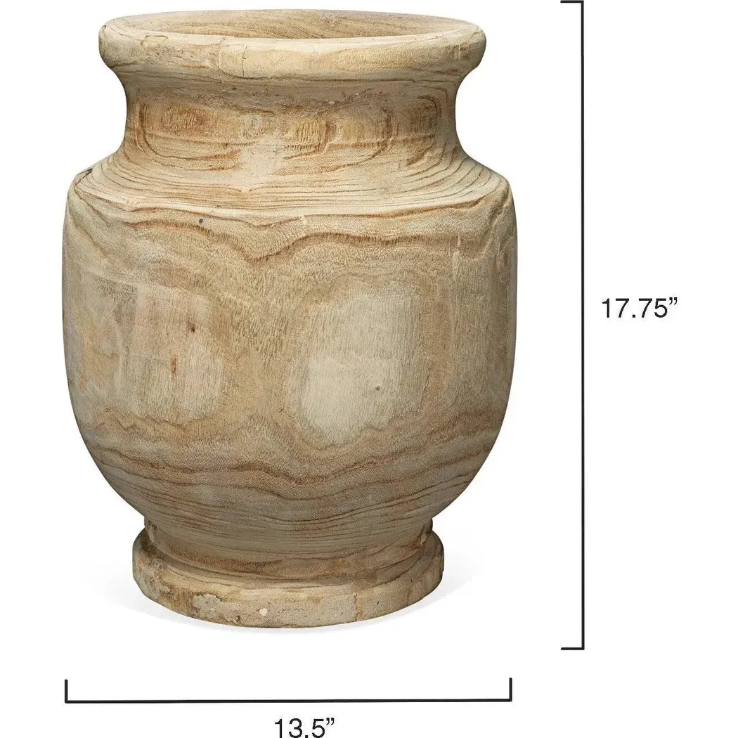 Coastal Style Brown Paulownia Wood Laguna Wooden Vase