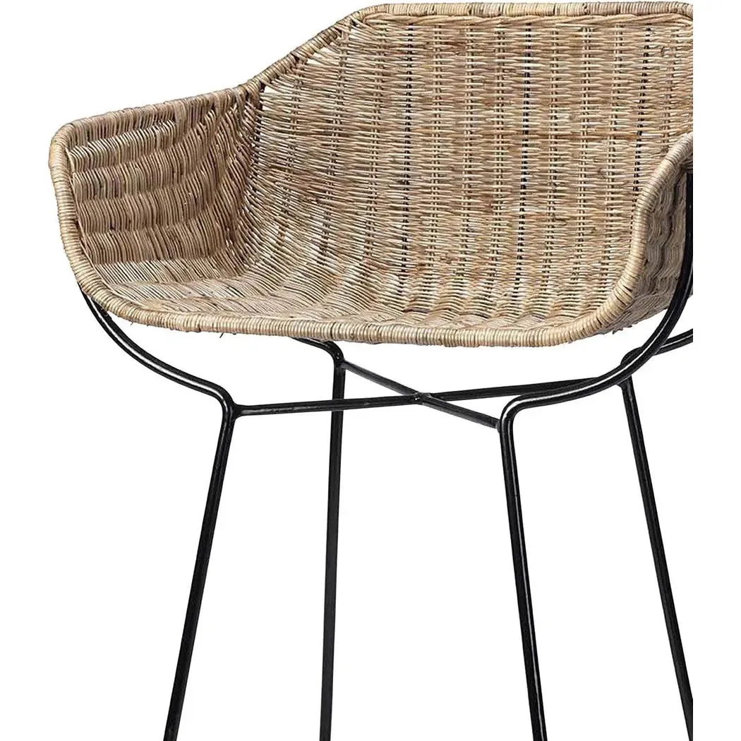 Coastal Style Brown Rattan Nusa Counter Stool With Back