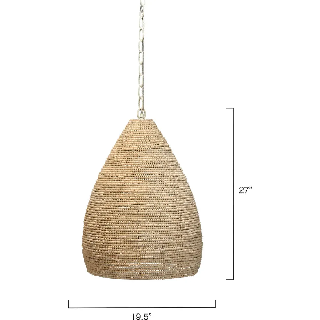 Coastal Style Cream Mango Wood Iron Gulf Steam Pendant