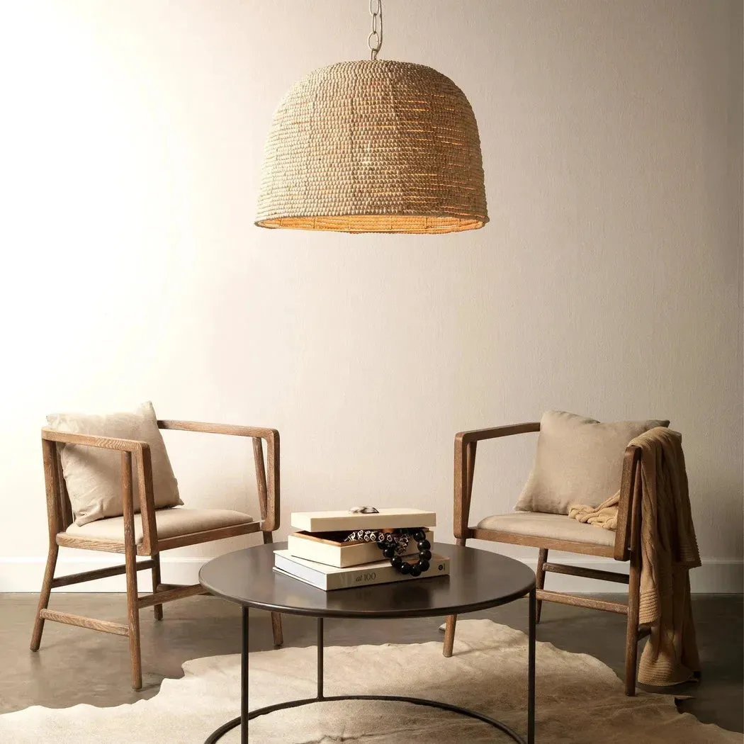 Coastal Style Cream Mango Wood Iron High Tide Pendant