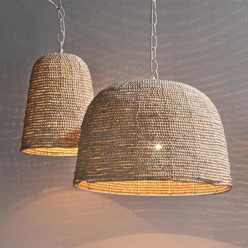 Coastal Style Cream Mango Wood Iron High Tide Pendant