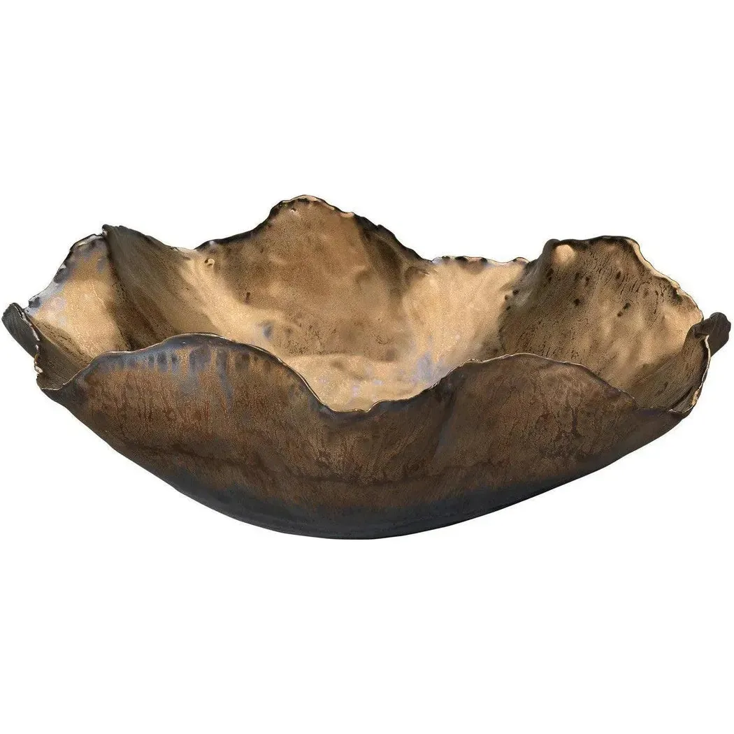 Coastal Style Gold Ceramic Peony Bowl
